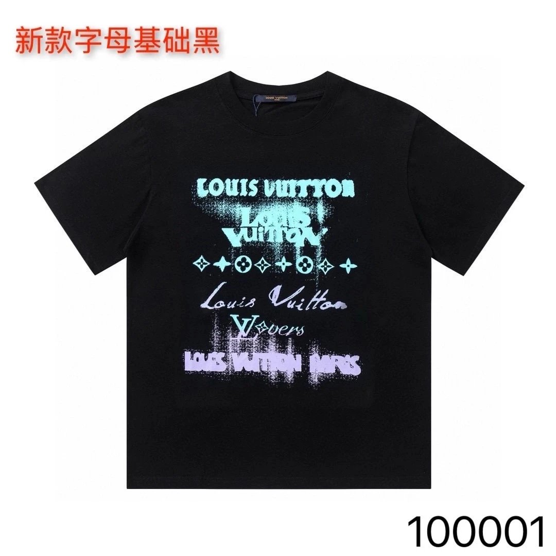 LV T-shirt New Letter Basic Black