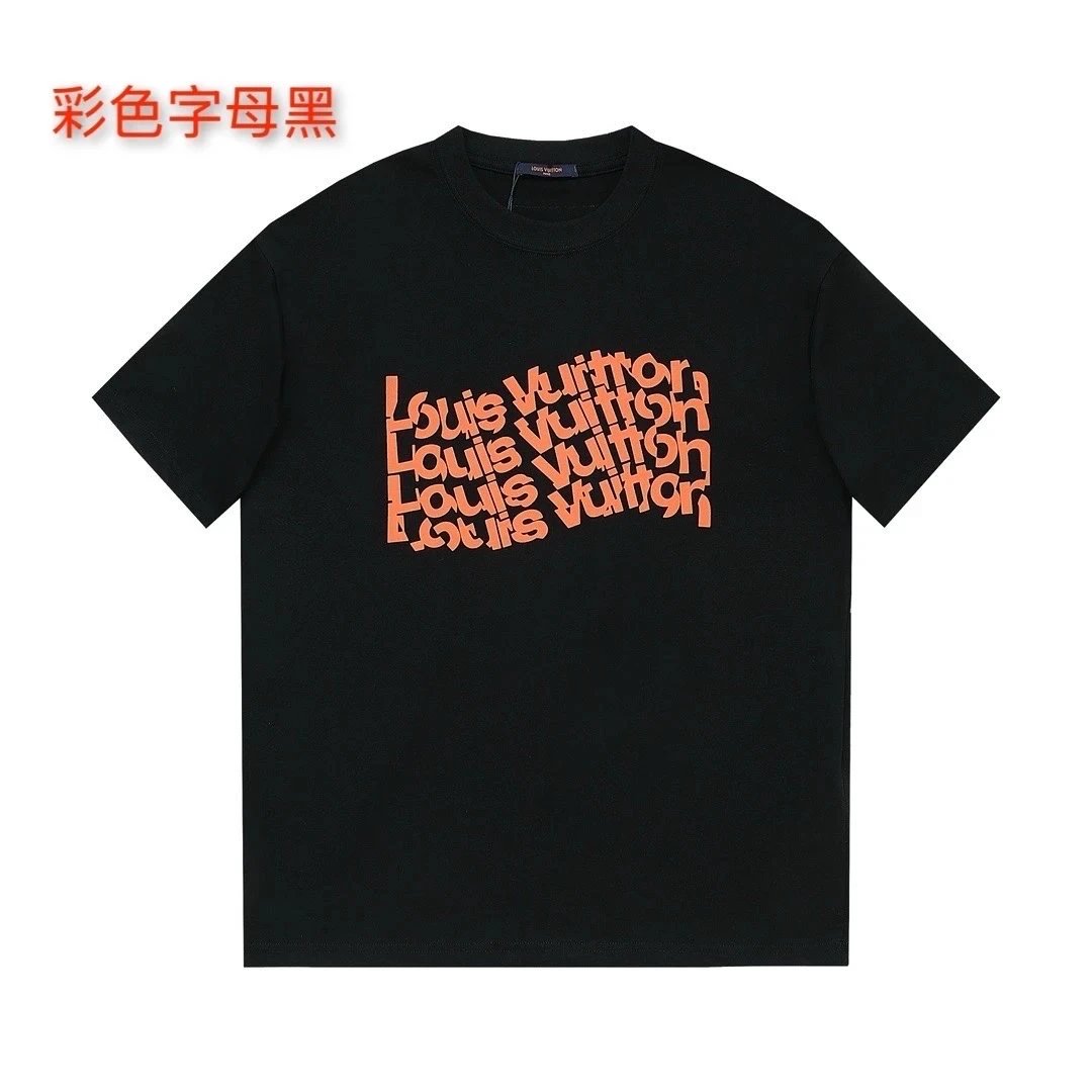 LV T-shirt colorful letters black