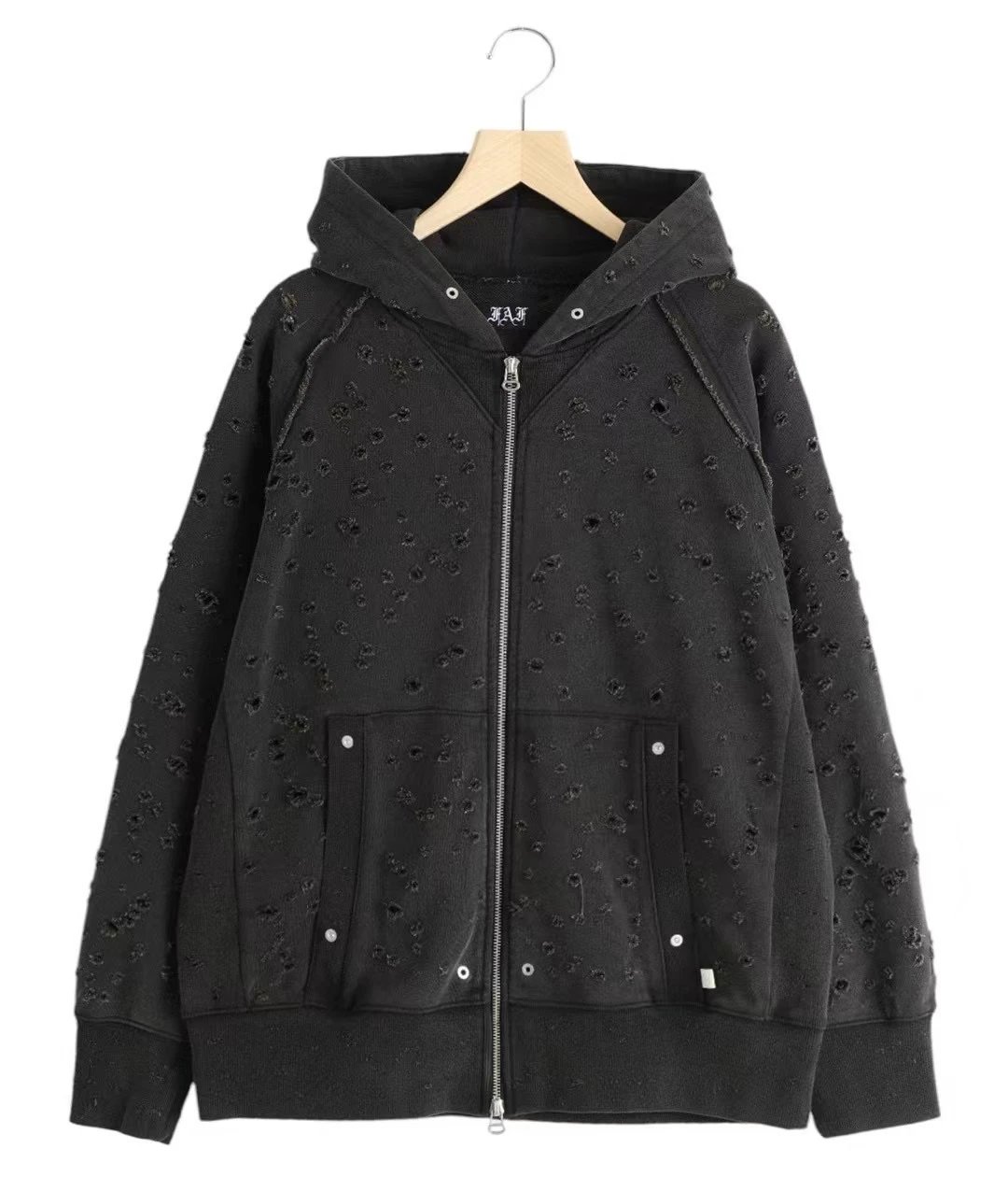 FAF 2025S/S FAKEAS FLOWERS ARCHIVE DAMAGED ZIP-UP HOODIE Post-Apocalyptic Wormhole Zip Hoodie Jacket