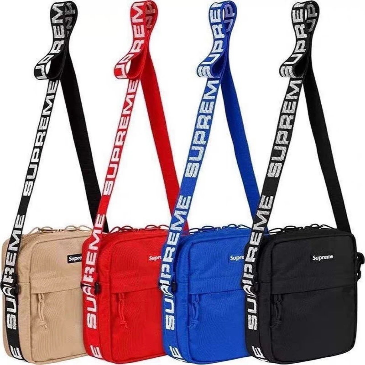 Supreme Nylon Shoulder Bag with Logo Webbing Strap
