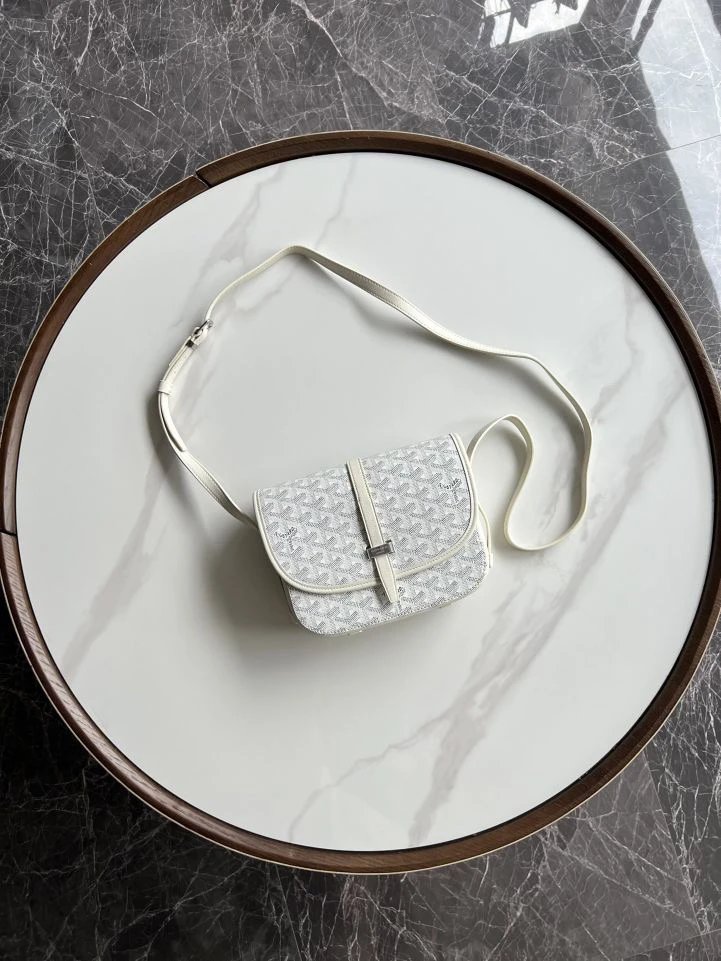 Goyard Saint Louis PM White Chevron Crossbody Bag