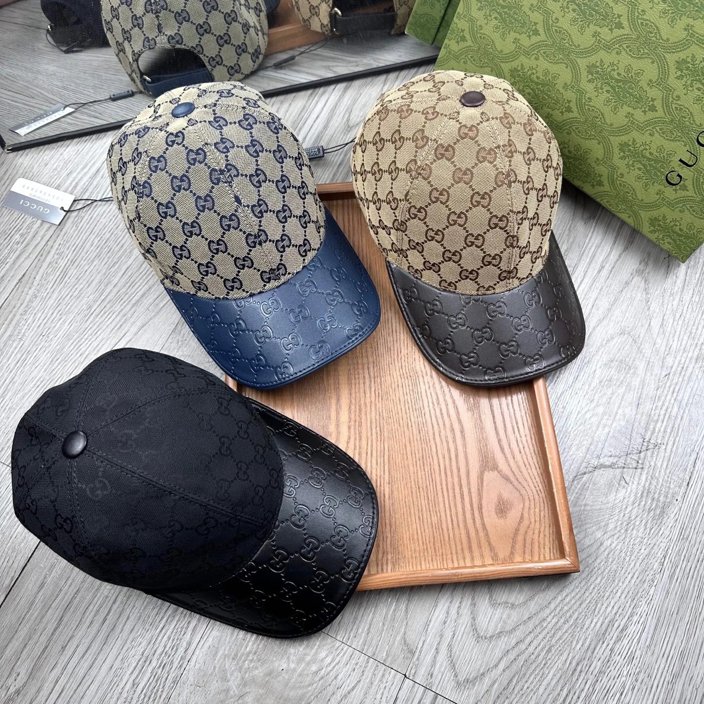 Gucci GG Monogram Canvas Baseball Cap with Leather Brim