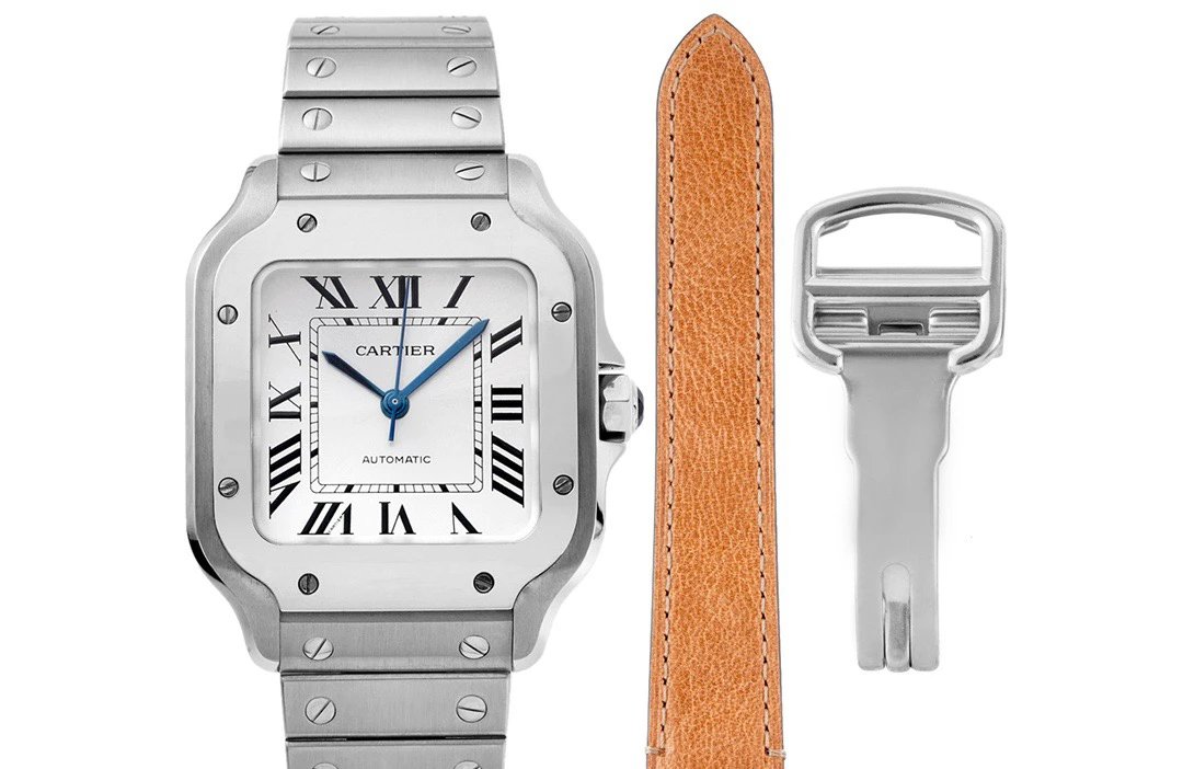 Cartier Santos de Cartier Automatic Steel Wristwatch with Extra Strap