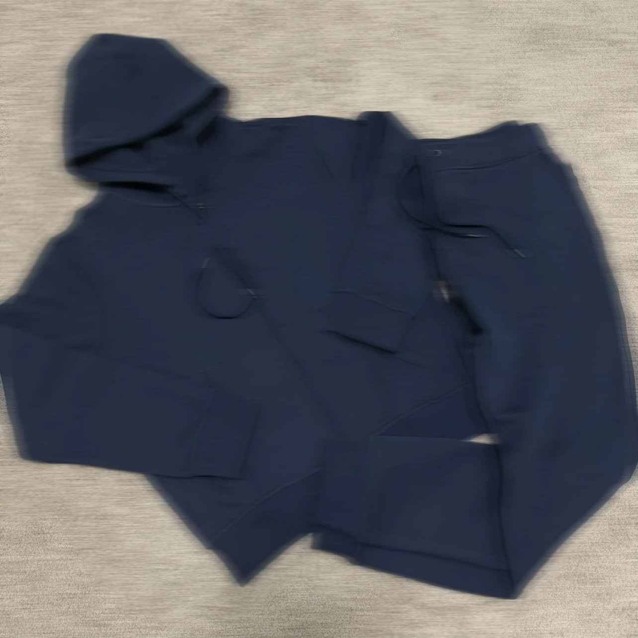 Dark Blue Comfortable Pure Cotton Lightweight Jacket and Pants Set for Spring and Autumn