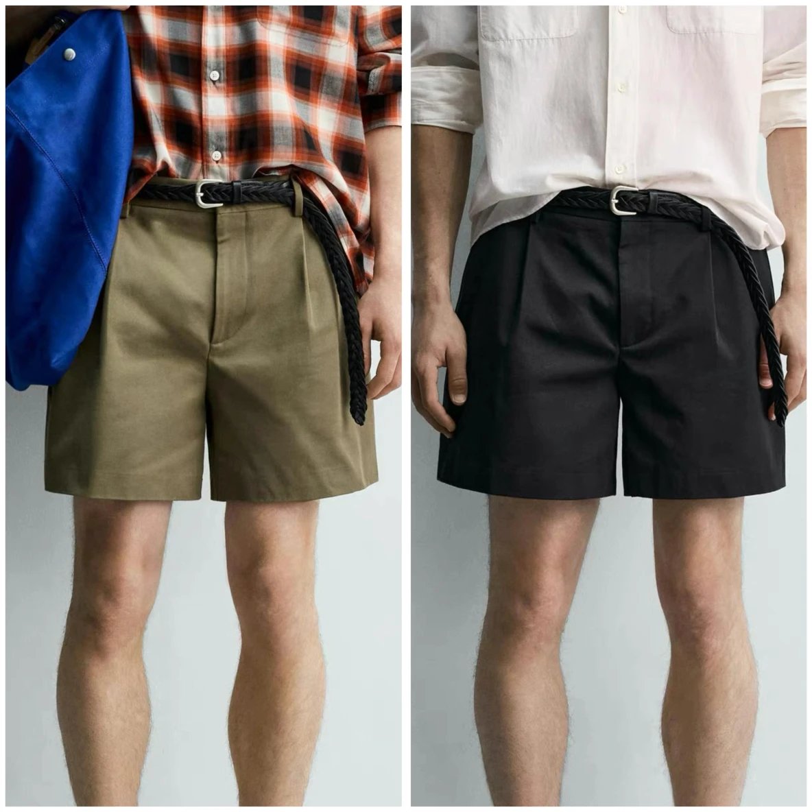 ZR Vintage British All-Cotton Pleated Relaxed Wide-Leg Shorts