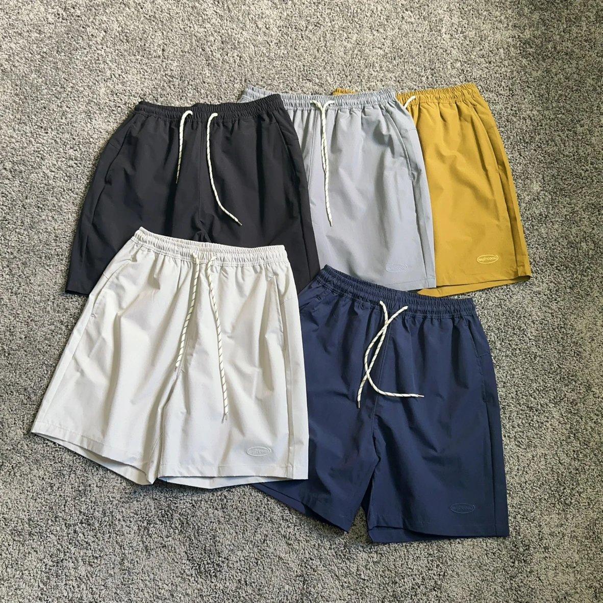 Full Laser Perforated Breathable Water-Resistant Embroidered Logo Relaxed Shorts