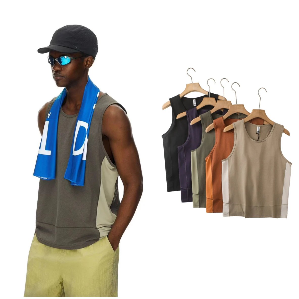 High-Stretch Colorblock Speed-Dry Sleeveless Athletic Tank Top