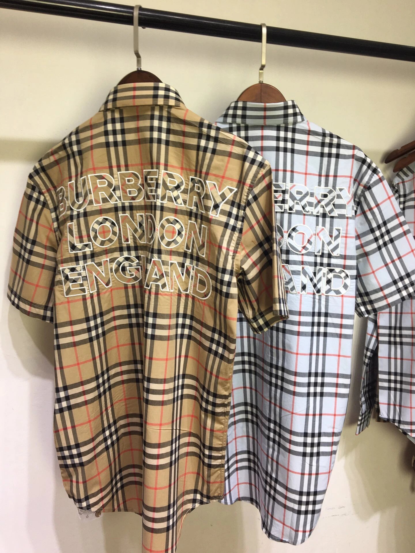 Burberry Check Embroidered Short Sleeve Shirt