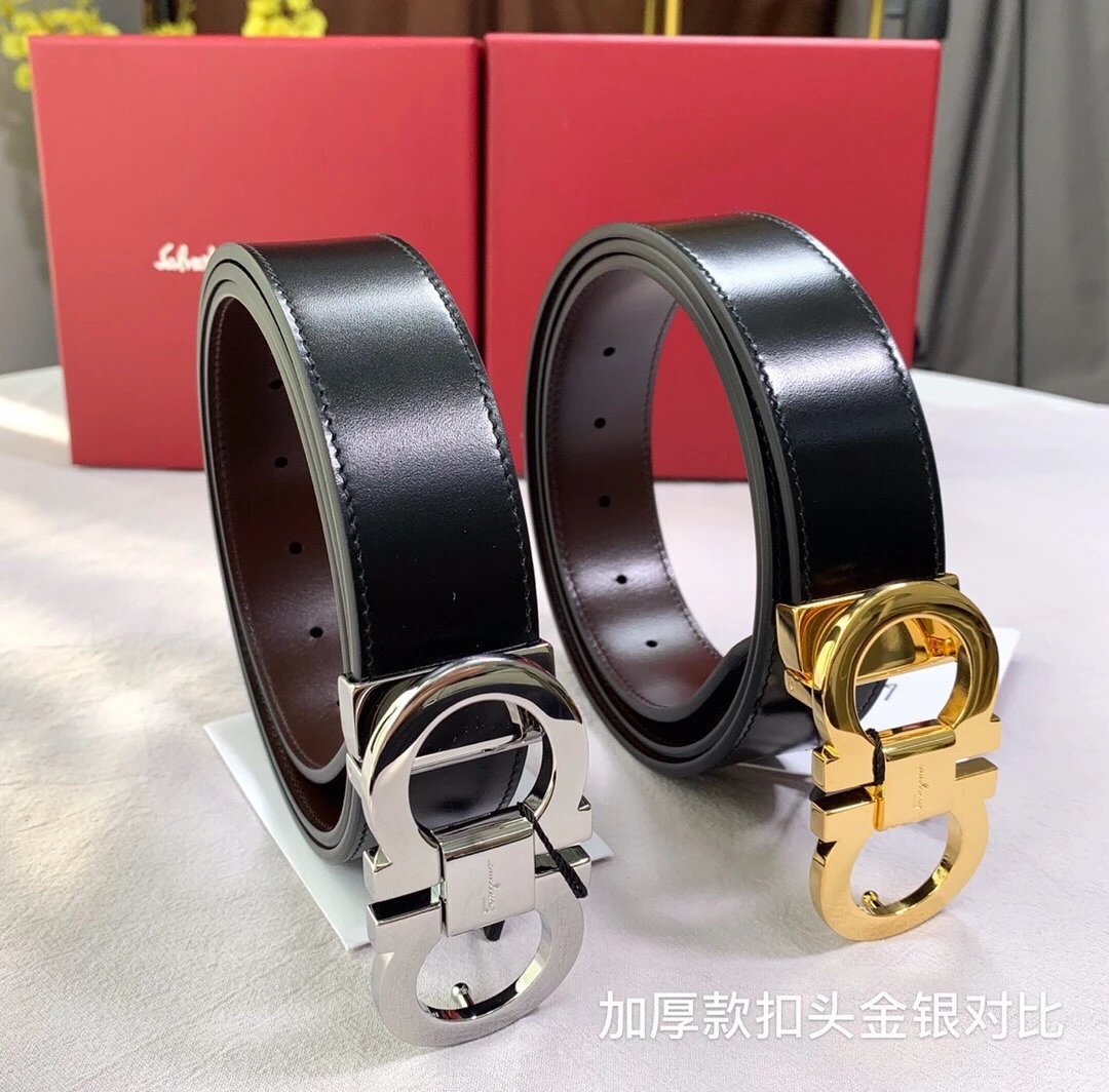 Ferragamo Double Buckle Leather Belt