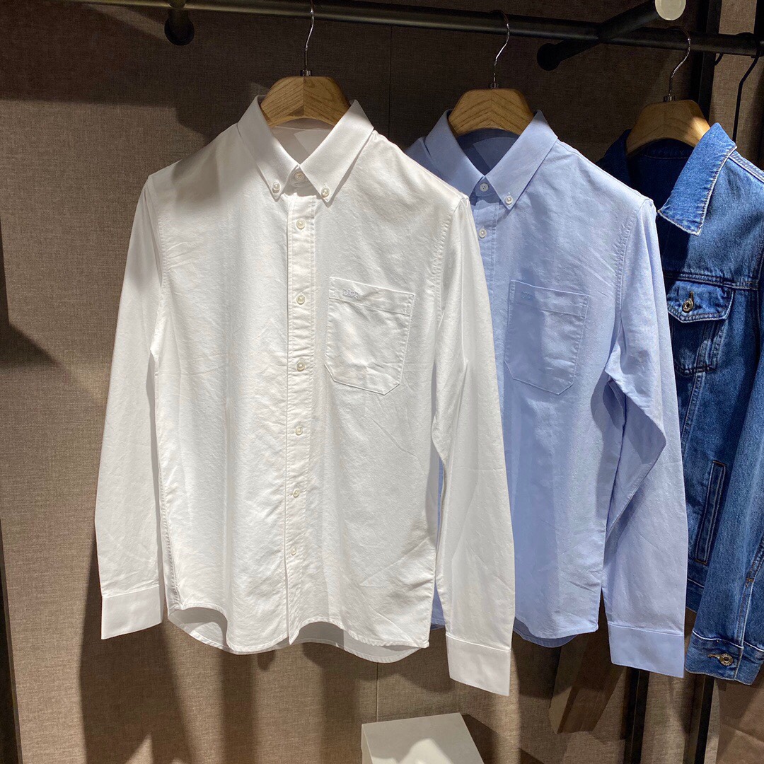Dior Logo Embroidered Oxford Long Sleeve Shirt