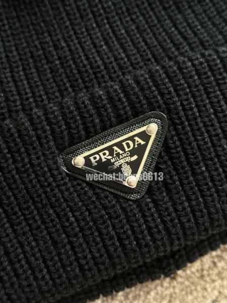 Prada Logo Patch Knit Beanie Pink - 4