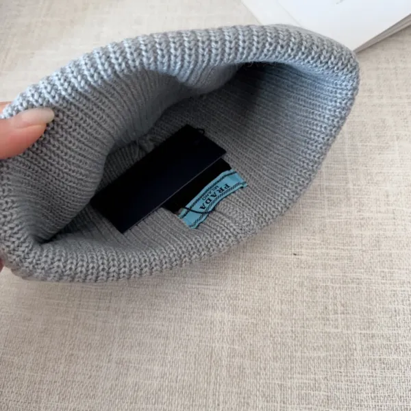 Prada Logo Patch Knit Beanie Pink - 15
