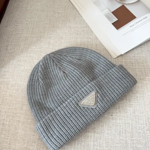 Prada Logo Patch Knit Beanie Pink - 13