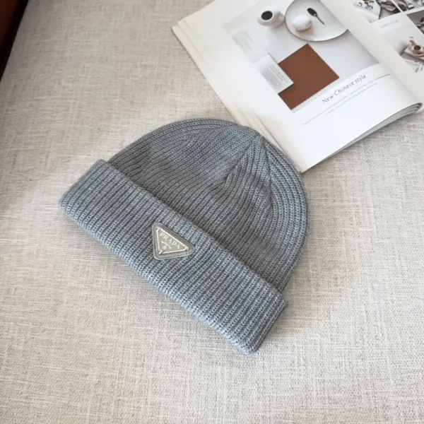 Prada Logo Patch Knit Beanie Pink - 12