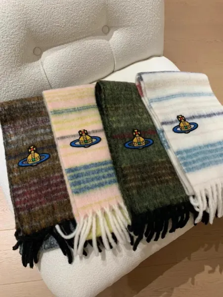 Vivienne Westwood Orb Logo Wool Blend Scarf Multicolor Scarves - 2