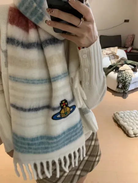Vivienne Westwood Orb Logo Wool Blend Scarf Multicolor Scarves - 3