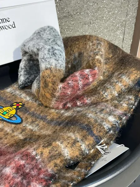 Vivienne Westwood Orb Logo Wool Blend Scarf Multicolor Scarves - 20