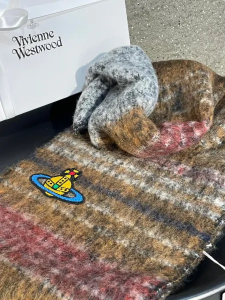 Vivienne Westwood Orb Logo Wool Blend Scarf Multicolor Scarves - 19