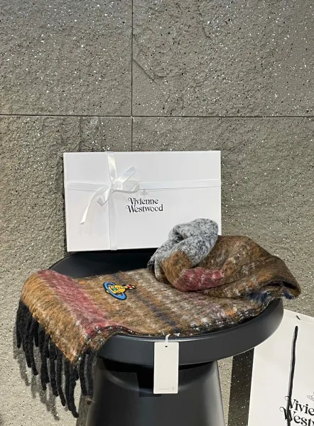 Vivienne Westwood Orb Logo Wool Blend Scarf Multicolor Scarves - 17