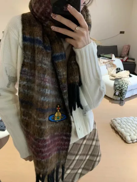 Vivienne Westwood Orb Logo Wool Blend Scarf Multicolor Scarves - 4
