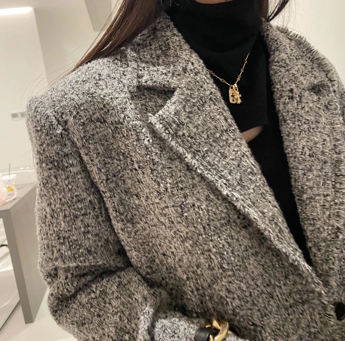 Chrome Hearts Style -Tone Cross and Dog Tag Pendant Necklace