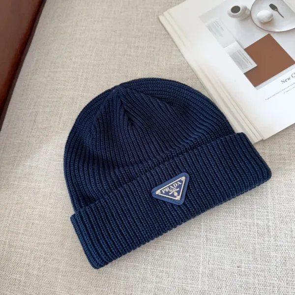Prada Logo Patch Knit Beanie Pink - 10