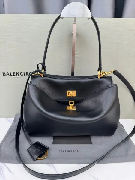 Balenciaga Hourglass Mini Black Leather Handbag - 49
