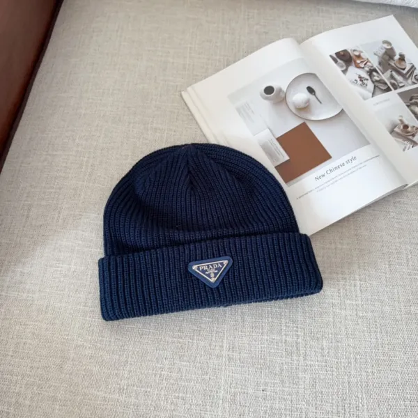Prada Logo Patch Knit Beanie Pink - 8