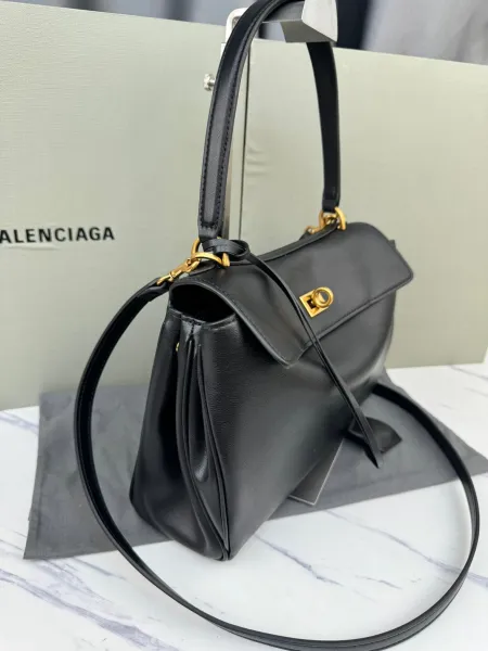 Balenciaga Hourglass Mini Black Leather Handbag - 50