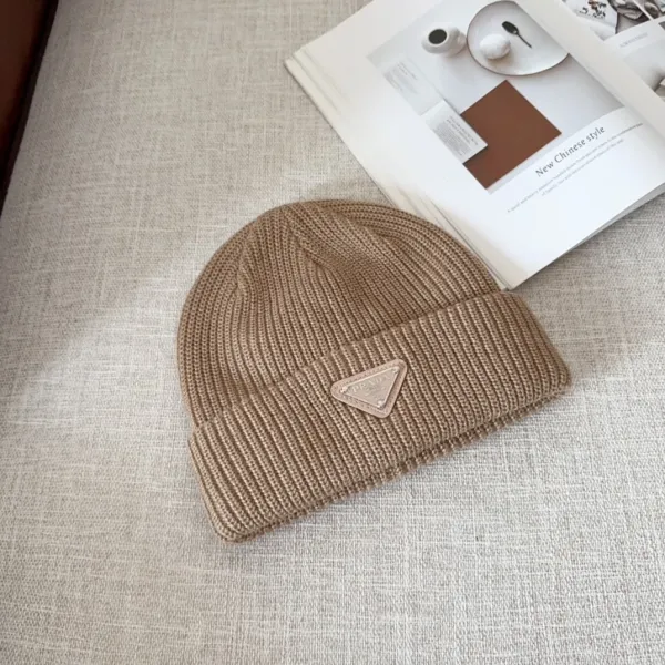 Prada Logo Patch Knit Beanie Pink - 21
