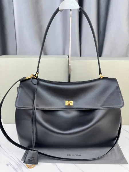 Balenciaga Hourglass Mini Black Leather Handbag - 36