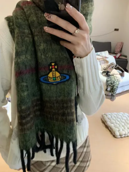 Vivienne Westwood Orb Logo Wool Blend Scarf Multicolor Scarves - 5