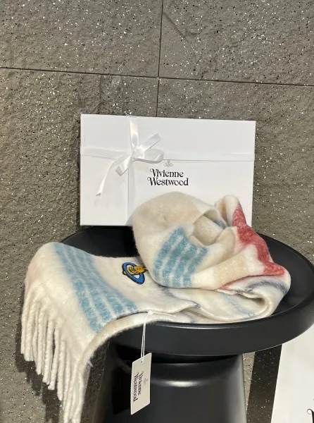 Vivienne Westwood Orb Logo Wool Blend Scarf Multicolor Scarves - 13