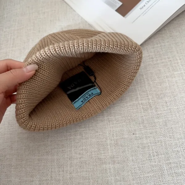 Prada Logo Patch Knit Beanie Pink - 22