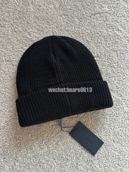 Prada Logo Patch Knit Beanie Pink - 3