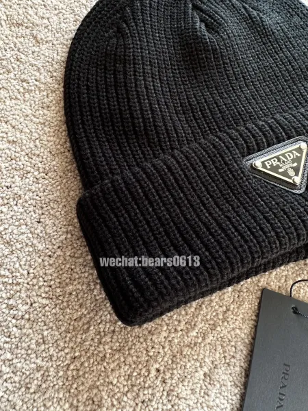 Prada Logo Patch Knit Beanie Pink - 6