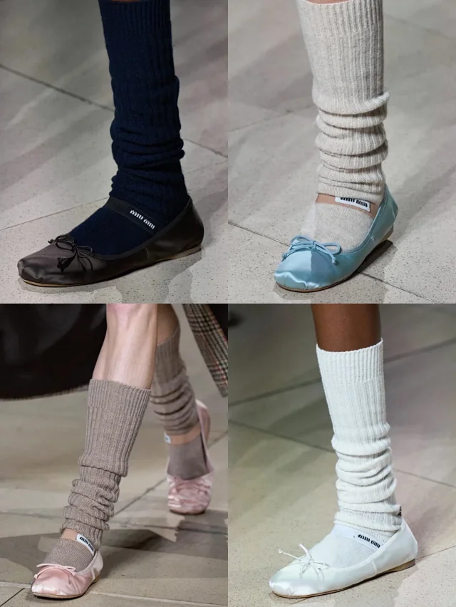 Miu Casual Shoes Bow Ballet Flats with Logo Elastic Strap product detail image 3