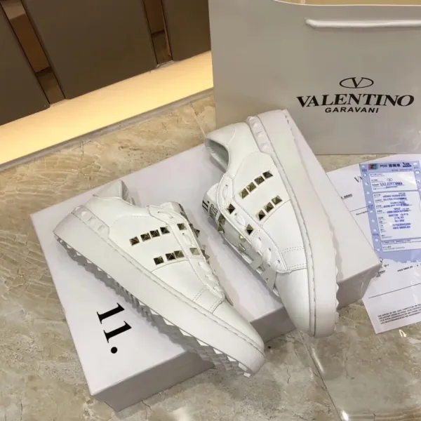 Valentino Rockstud Untitled White Leather Sneakers - 11