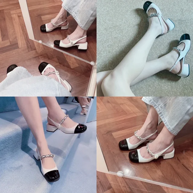 Miu High Heels Chain-Strap Mary Jane Block-Heel Pumps product detail image 9