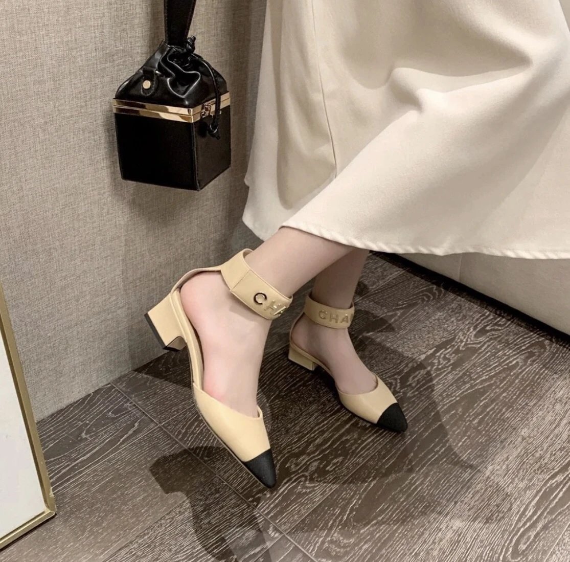 Chanel High Heels Pointed-toe ankle-strap block-heel slingbacks image 8