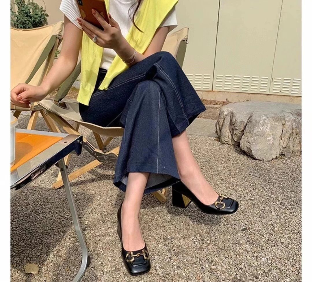 Gucci High Heels Horsebit square-toe block-heel pumps image 2