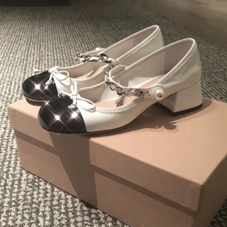 Miu High Heels Chain-Strap Mary Jane Block-Heel Pumps image 10