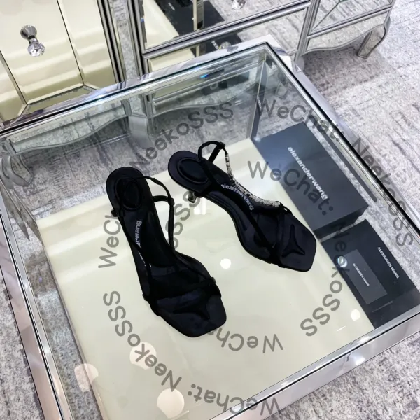 Alexander Wang Logo-Strap Block Heel Sandals Black - 11