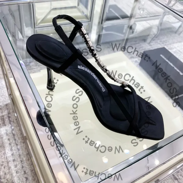 Alexander Wang Logo-Strap Block Heel Sandals Black - 14