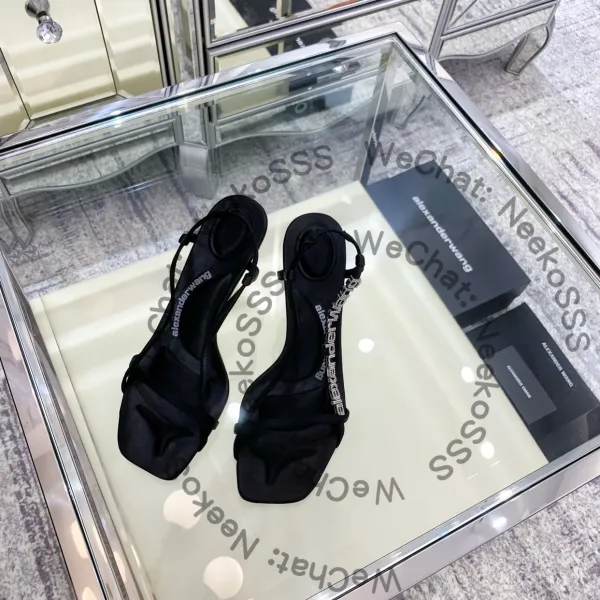 Alexander Wang Logo-Strap Block Heel Sandals Black - 10