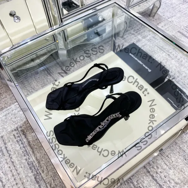 Alexander Wang Logo-Strap Block Heel Sandals Black - 12