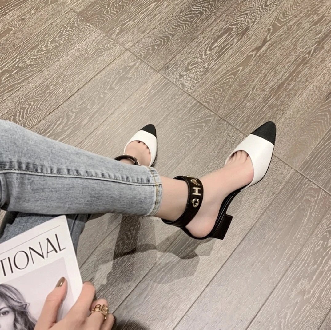 Chanel High Heels Pointed-toe ankle-strap block-heel slingbacks image 6