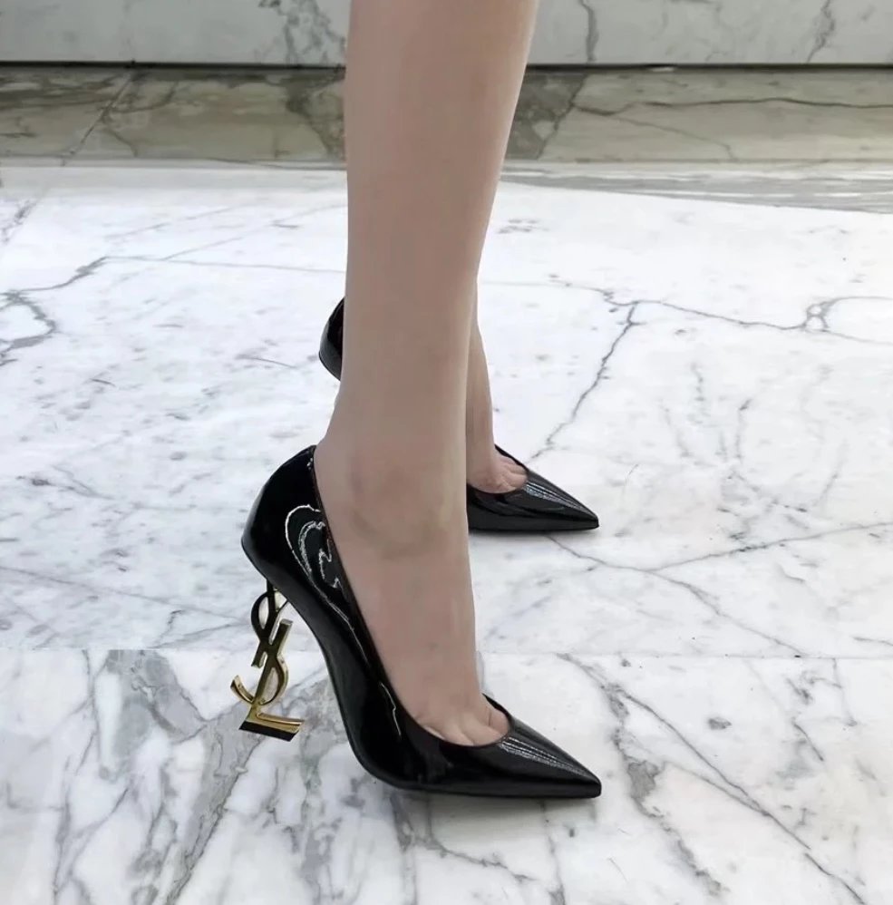 Saint Laurent High Heels Opyum logo-heel ankle-strap sandals image 5
