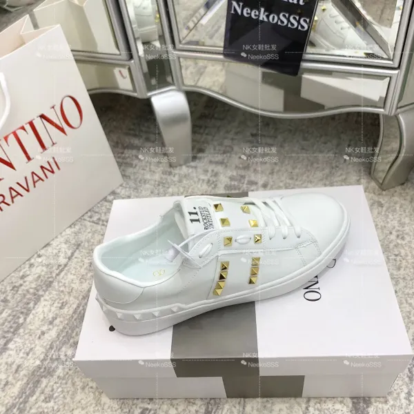 Valentino Rockstud Untitled White Leather Sneakers - 5