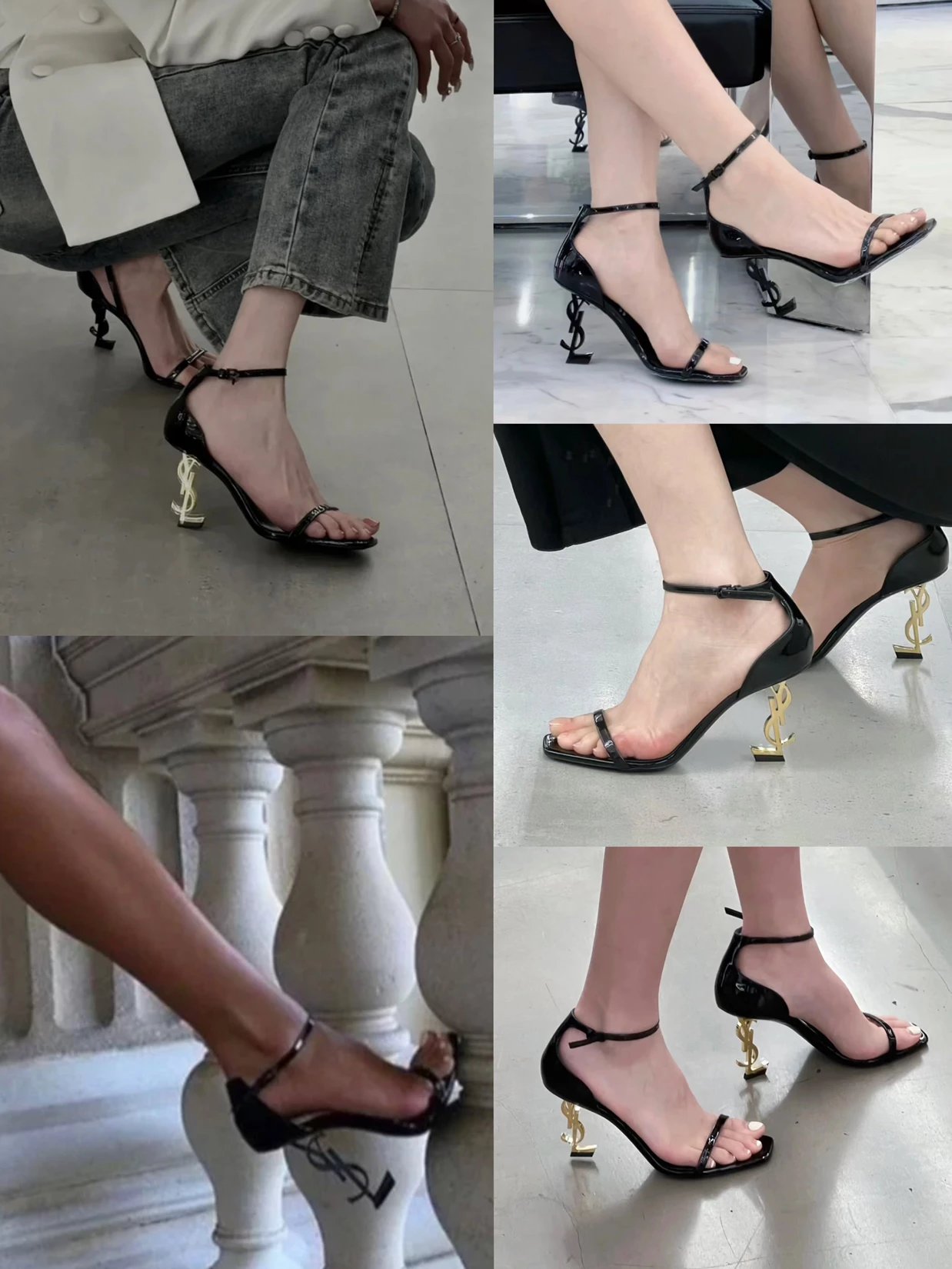 Saint Laurent Tribute Heel Black Patent Leather Stilettos - 4
